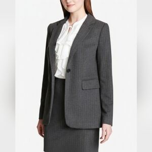 Tommy Hilfiger Gray Pinstripe One Button Women's Blazer Size 10